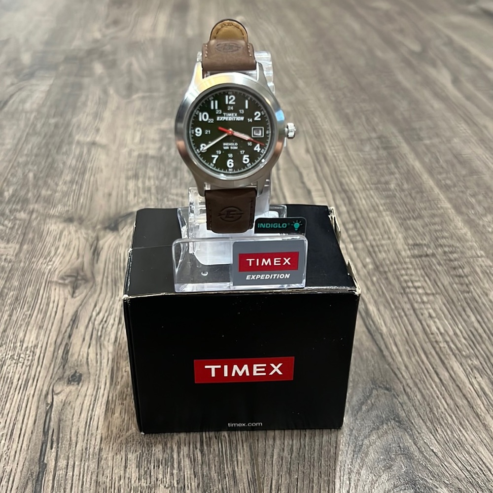 Timex Watch Classic Outdoor Design Genuine Leather Strap Durable Metal Case